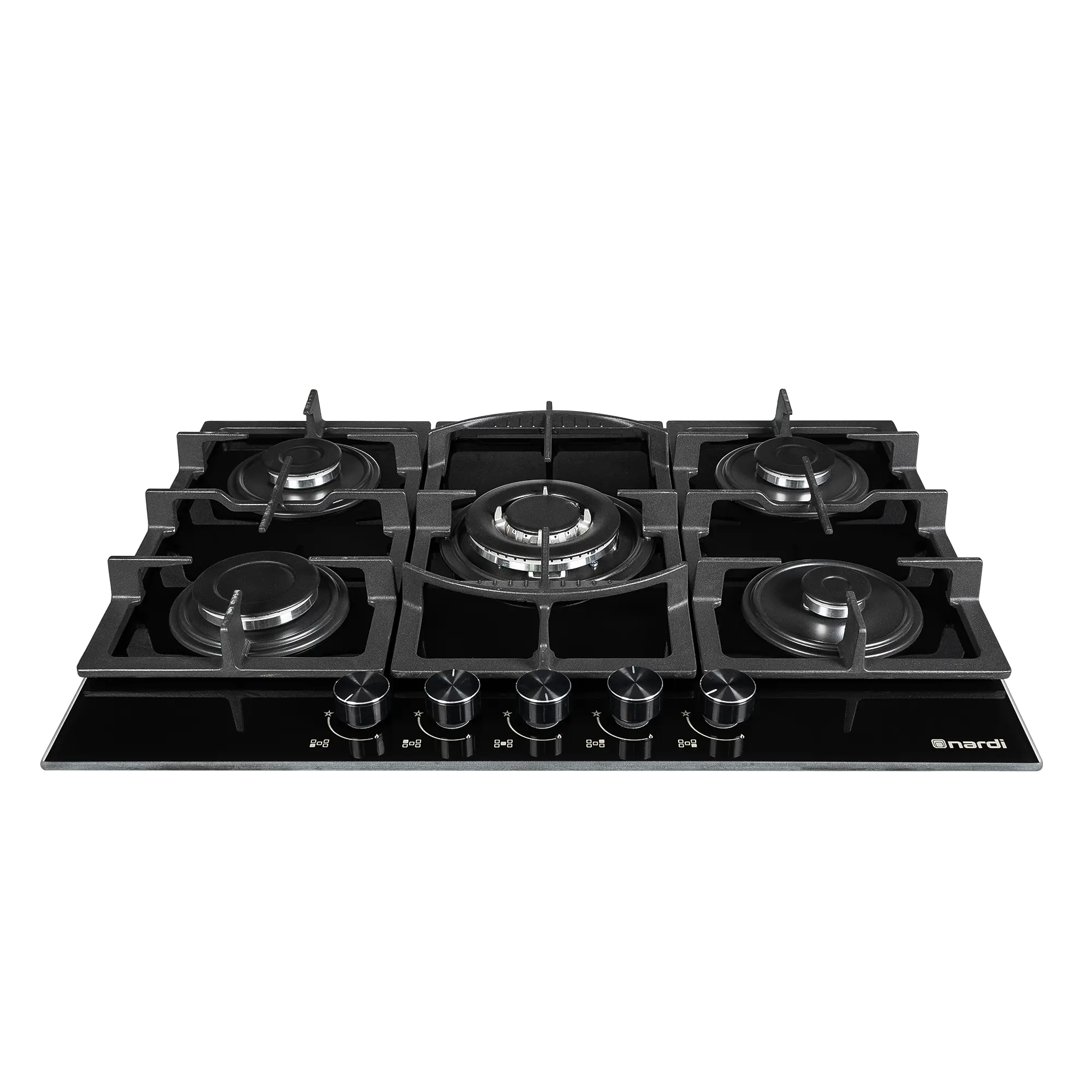 Plaque de Cuisson Encastrable Gaz Nardi 70 cm 5 Feux Verre Noir (NTE75WGGH2)