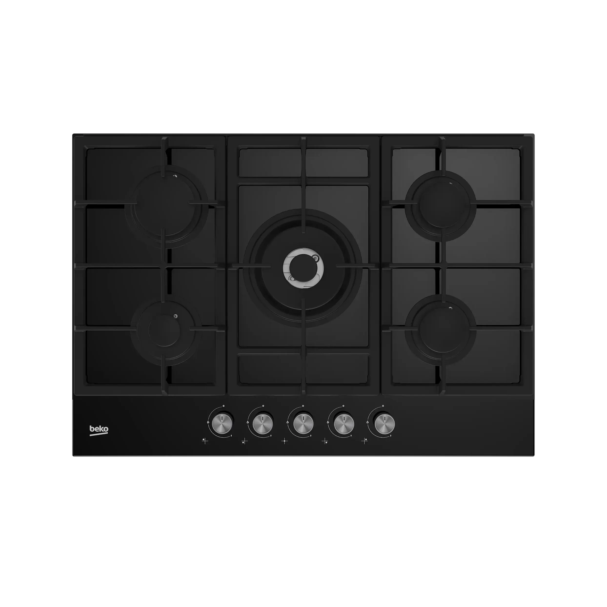 Plaque de Cuisson Encastrable Gaz Beko 75 cm 5 Feux Verre Noir HILWR 75225 S